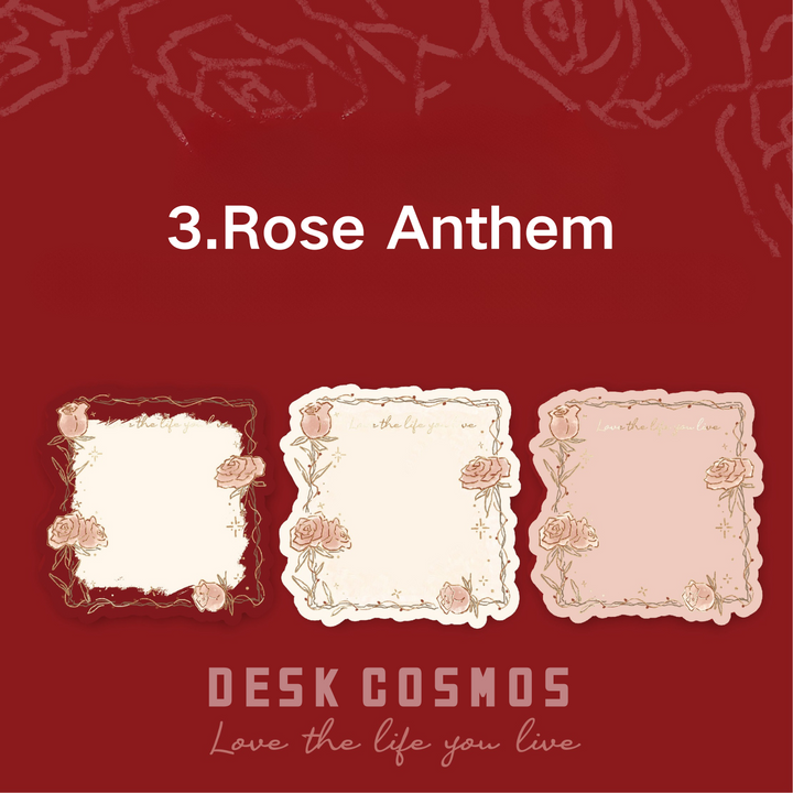 Rose Island Series Rose Cantata Embossed Gold Foil Memo Pad Elegant Paper