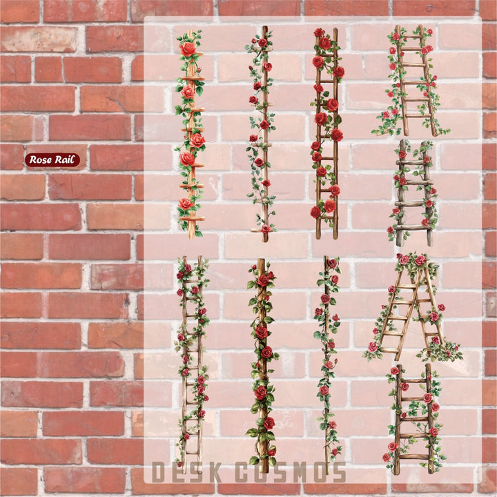 Vintage Flower Ladder PET Sticker Artistic Look