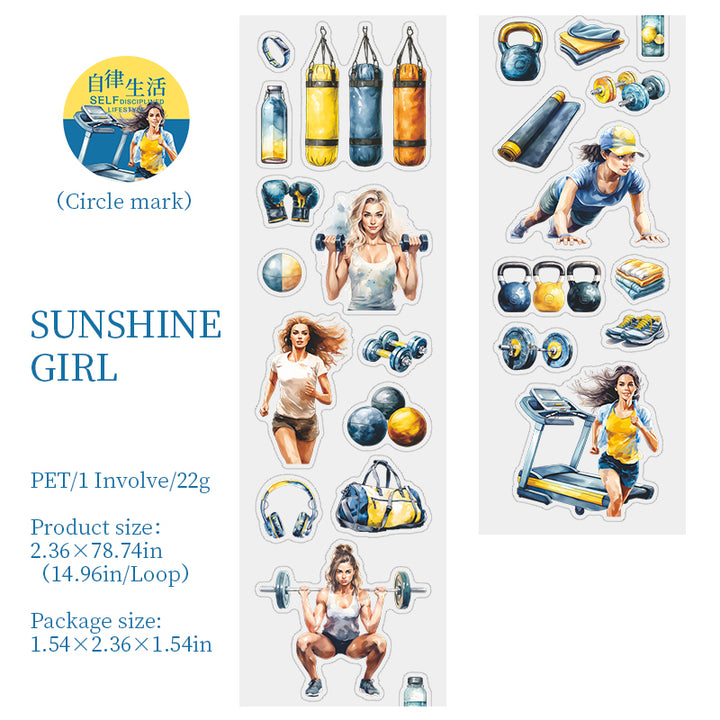 Self Regulated Life PET tape characters and fitness girls for DIY decor