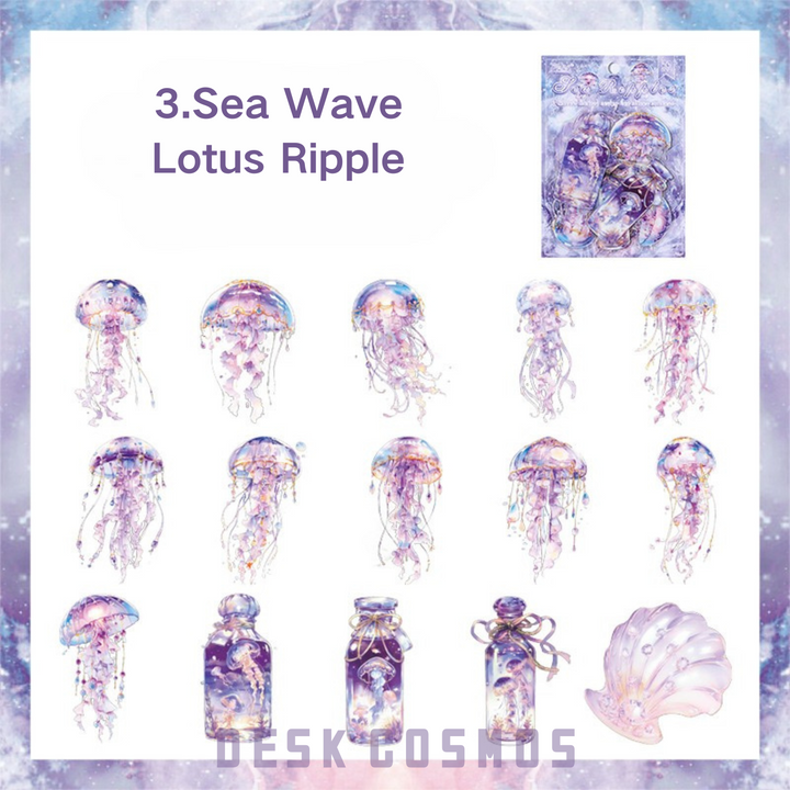 Ocean Waltz Series Lotus Ripple Jellyfish Stickers Art Collage Pack