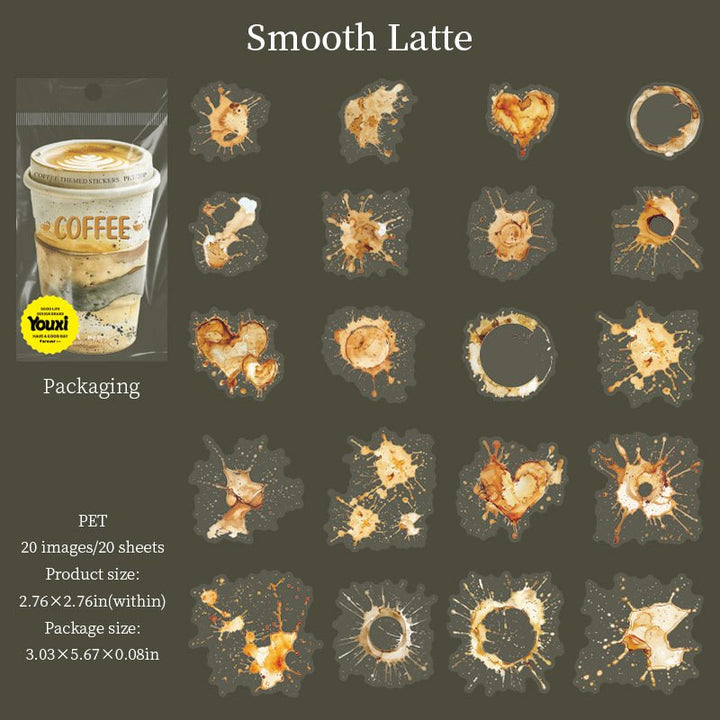 Color of Coffee PET Sticker Pack for Artistic Layout Projects
