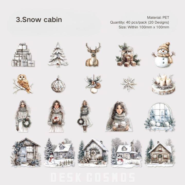 Christmas Winter Home Scene PET Stickers - Desk Cosmos