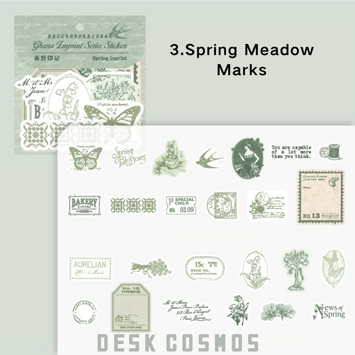 Ghana Imprint Series Spring Meadow Imprint Retro Stamps Stickers
