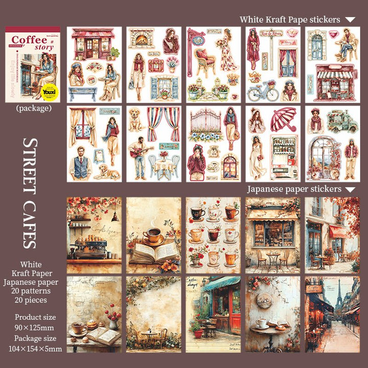 Coffee Stickers The story of the coffee shop handmade collage use