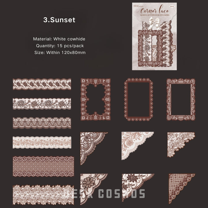 Corner Lace Sunset Vintage Lace Style Stickers