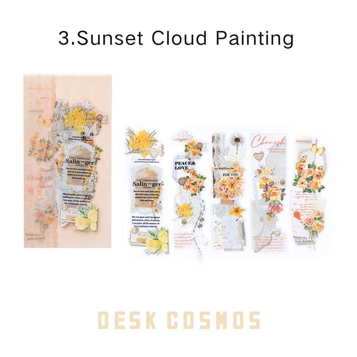 Love Spread Series Sunset Painted Clouds Variant Floral Lace Retro Stickers
