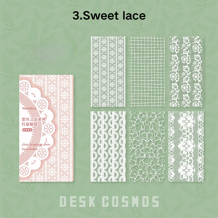 Lace Language Series Sweet Lace Lace Texture Sticker Decorative