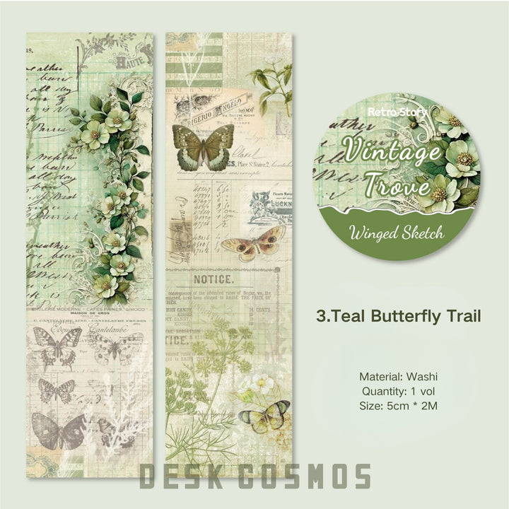 Vintage Vault Series Retro Floral Washi Tape Suitable for Scrapbook