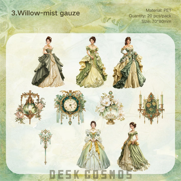 Elegant Court Dress Girl PET Stickers Creative Decoration