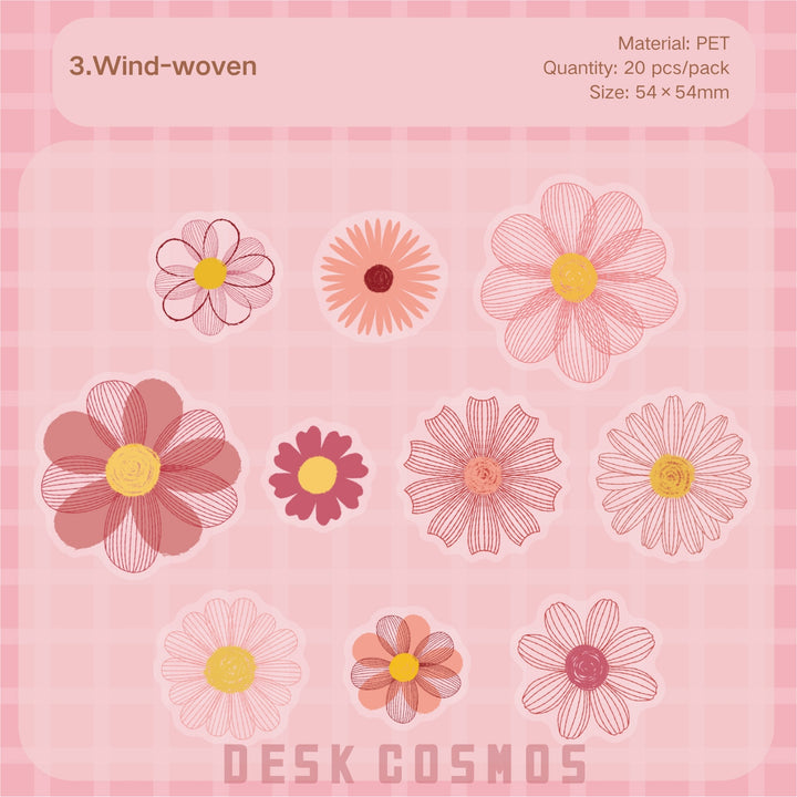 Romantic Daisy Flower PET Stickers - Desk Cosmos