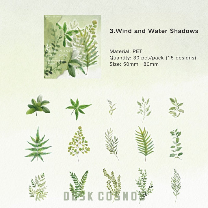 Botanical PET Stickers Plant Light Book translucent floral journal supply