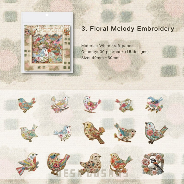 Embroidery Story Series Floral Melody Embroidery Stickers Botanical Design