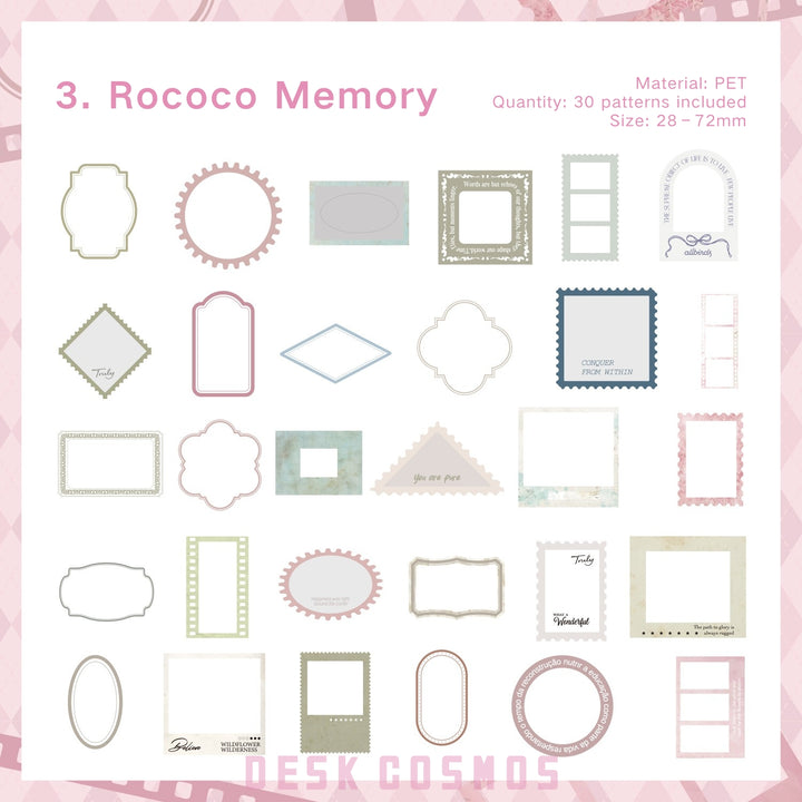 Time Trace Rococo Memory PET Stickers Elegant Vintage Border