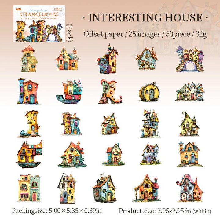 Strange House Sunset Scenery Creation Stickers