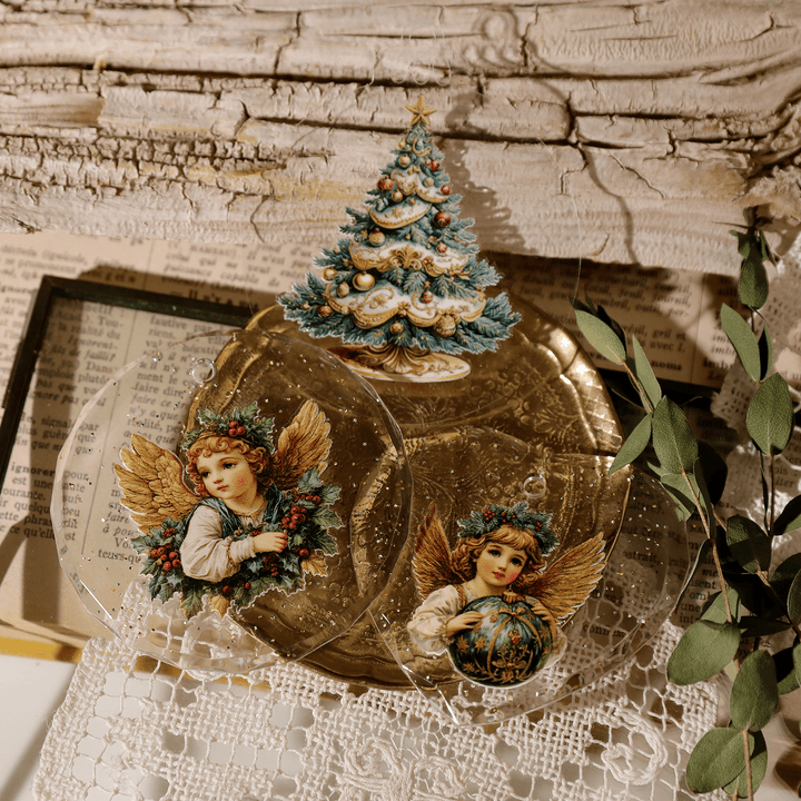 Christmas Angel Vintage Transfer Stickers - Desk Cosmos