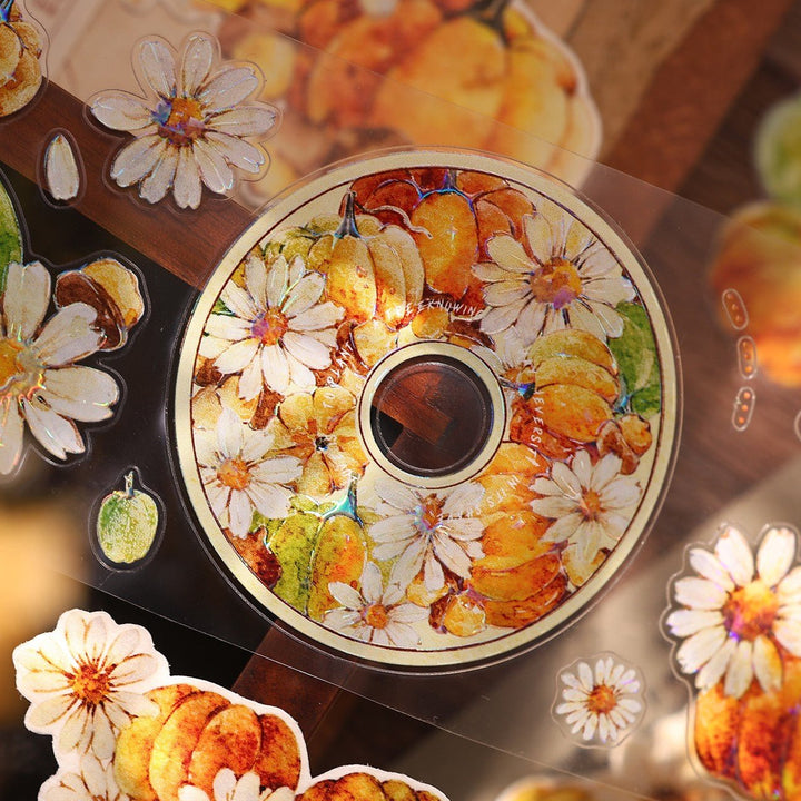 Vintage Pumpkin Floral Die - cut PET Tape - Desk Cosmos