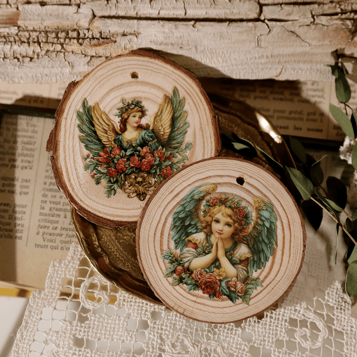 Christmas Angel Vintage Transfer Stickers - Desk Cosmos