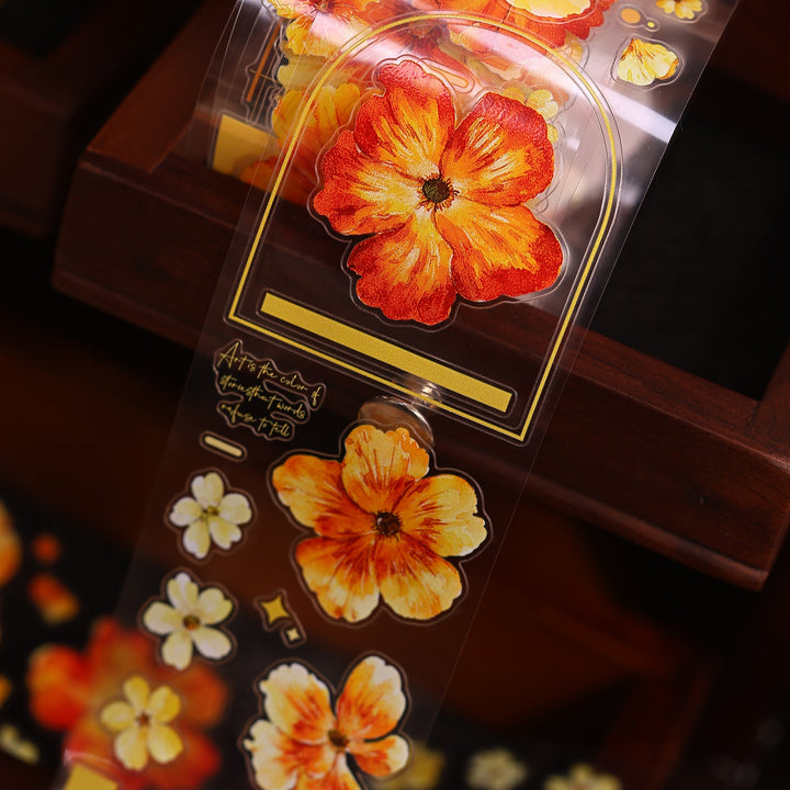 Vintage Yellow - Orange Floral Die - cut Tape - Desk Cosmos