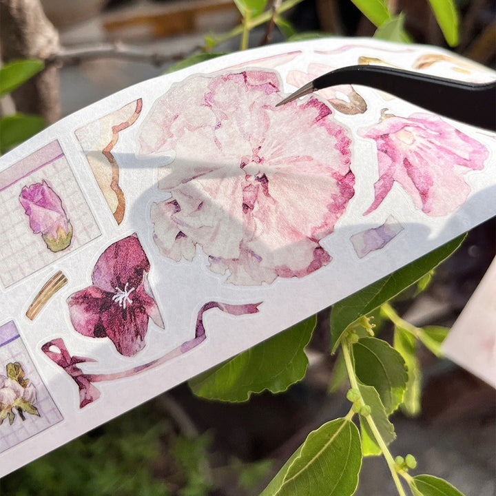 Pastel Floral Die - cut Vintage Washi Tape - Desk Cosmos