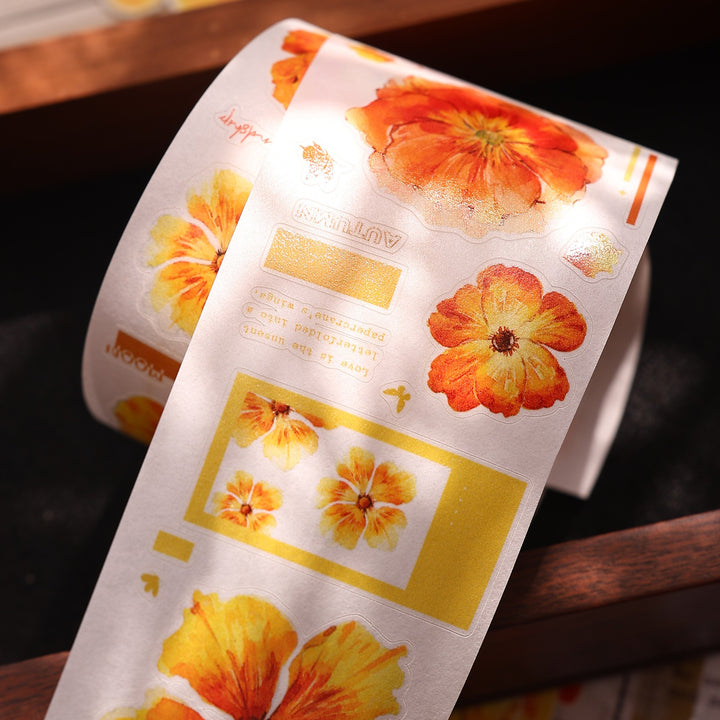 Vintage Yellow - Orange Floral Die - cut Tape - Desk Cosmos