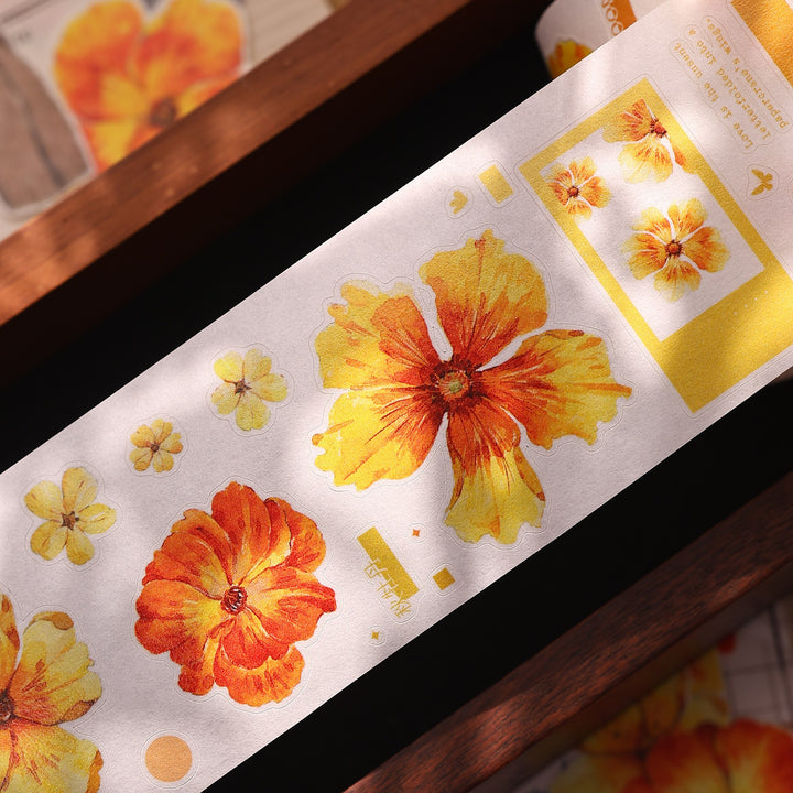 Vintage Yellow - Orange Floral Die - cut Tape - Desk Cosmos