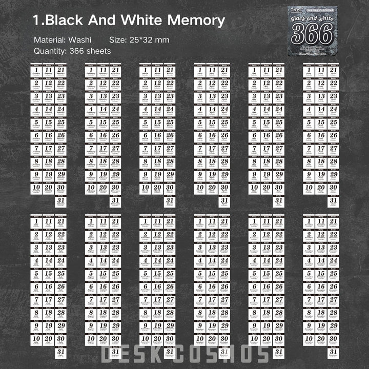 Daily Memory Black And White Memory Washi Tape Elegant Journal