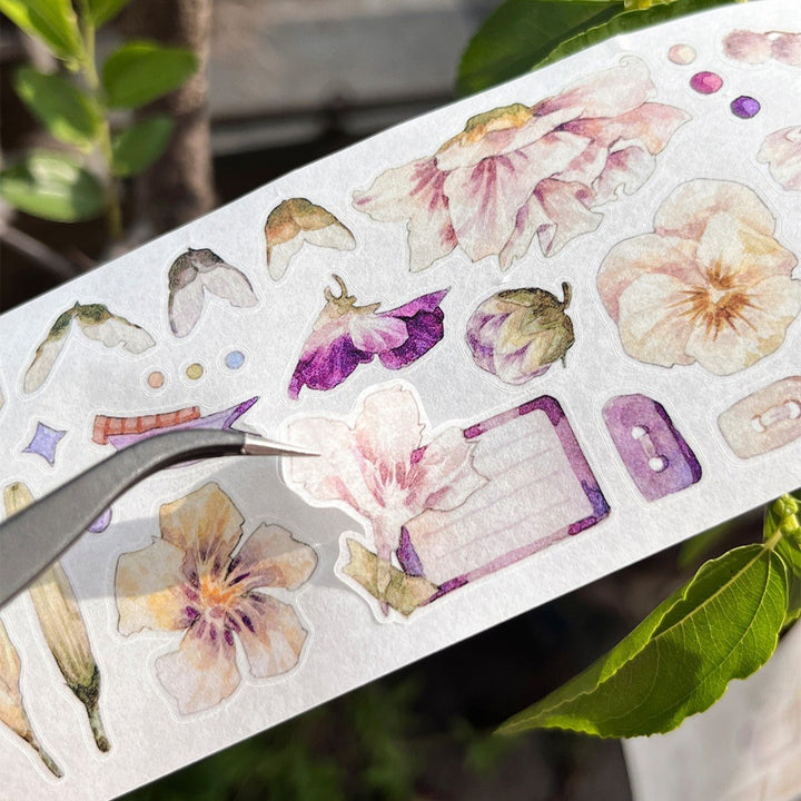 Pastel Floral Die - cut Vintage Washi Tape - Desk Cosmos
