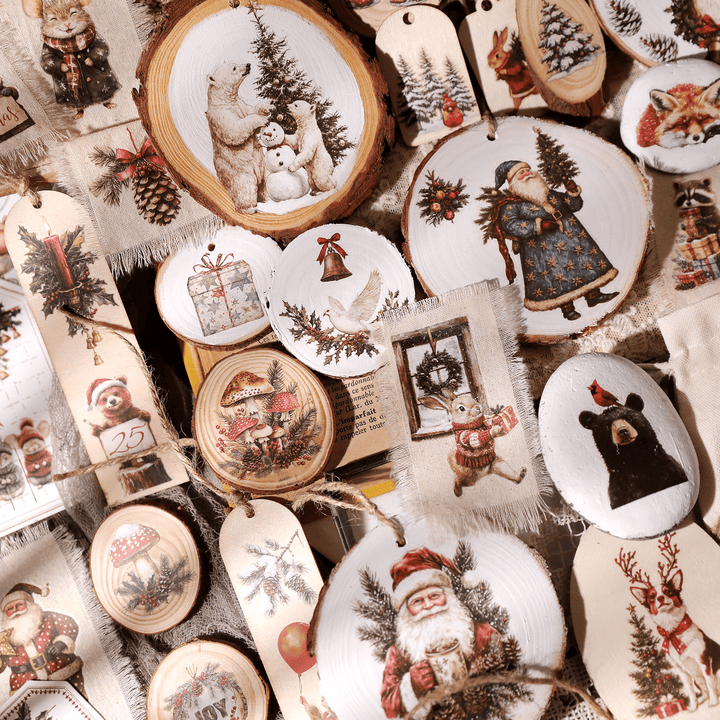 Christmas Santa Animal Transfer Stickers - Desk Cosmos