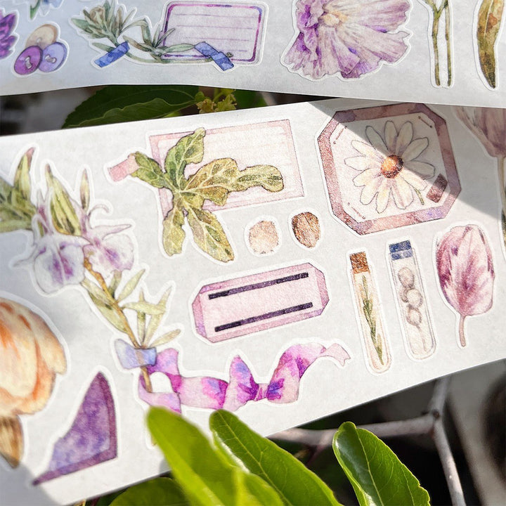 Pastel Floral Die - cut Vintage Washi Tape - Desk Cosmos