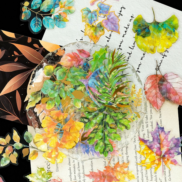 3D Leaf Stickers Laser Gold Foil Flower Plant Scrapbook Decoration