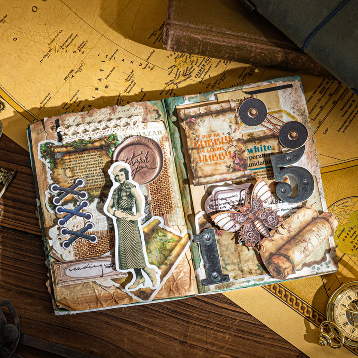 Vintage Scroll Washi Stickers with 3D Effect for Journal