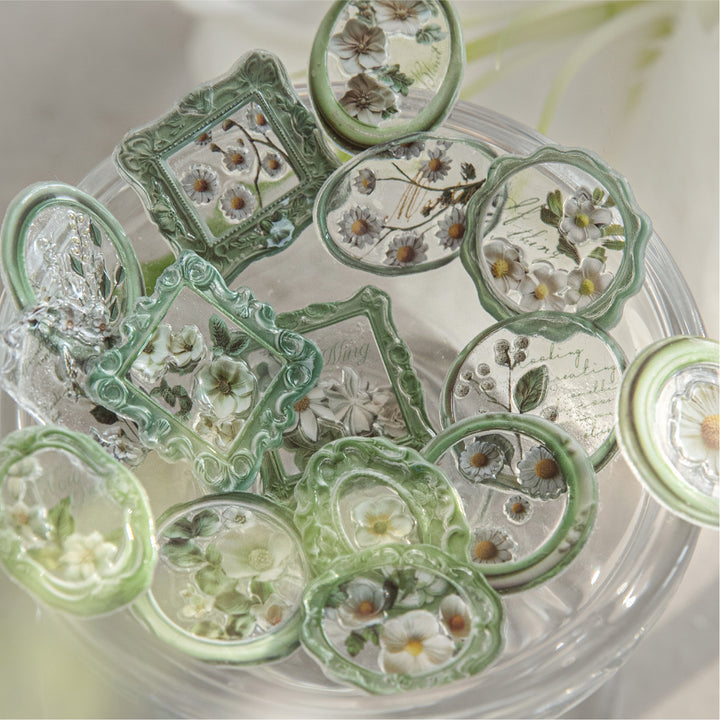 Garden Flowers Wax Seal Epoxy Stickers - Desk Cosmos