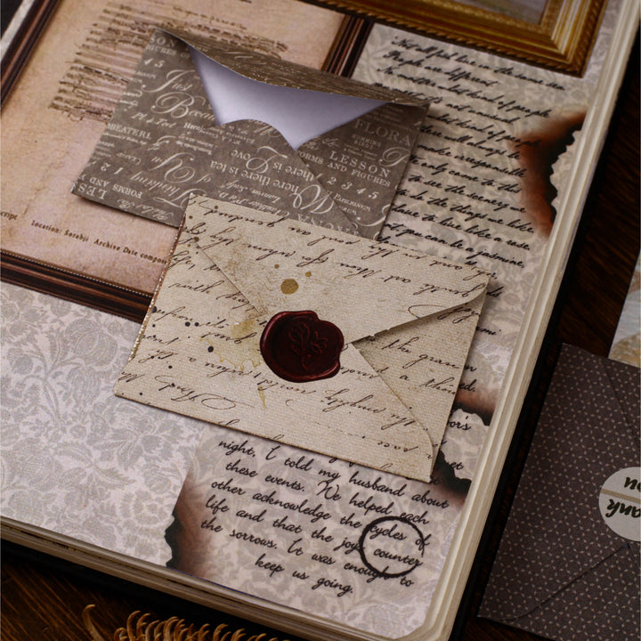Vintage Envelope and Wax Seal Sticker Set - Desk Cosmos
