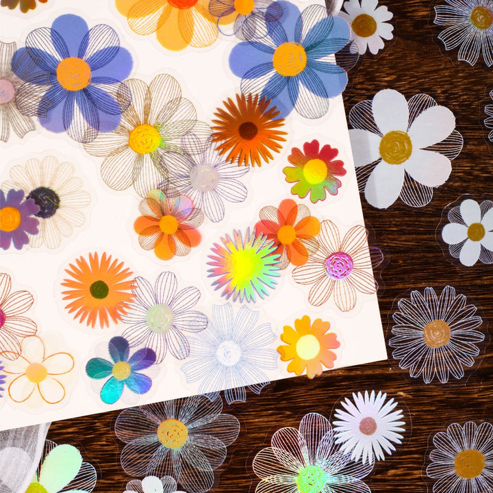 Romantic Daisy Flower PET Stickers - Desk Cosmos