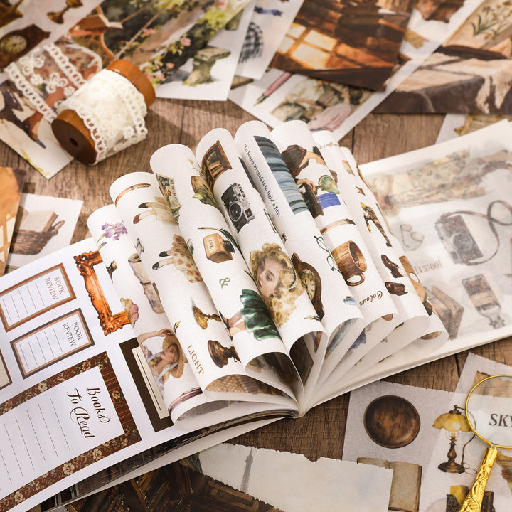 Reading Time Vintage Pre - cut Sticker Book - Desk Cosmos