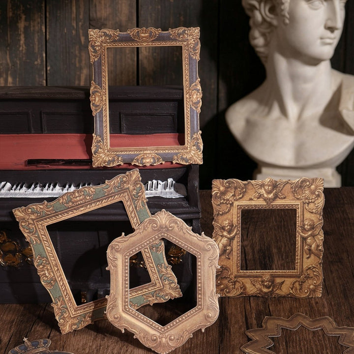 Baroque Gold Frame Die-cut Kraft Paper Stickers - Desk Cosmos