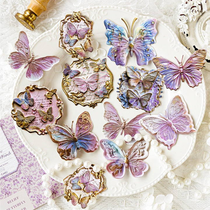 3D Butterflies PVC Stickers Butterfly Email Series Embossed Retro Stickers