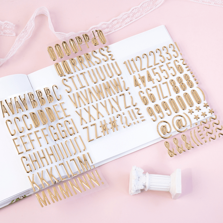 3D Stickers Alphabet Stickers Gold Foil Embellishment for Scrapbook