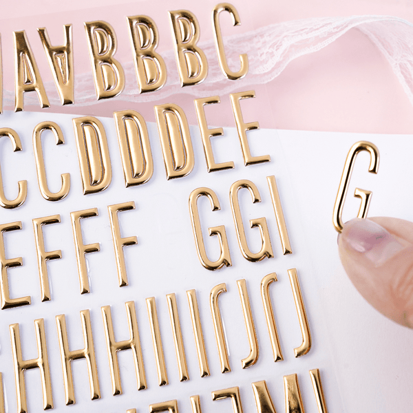 3D Stickers Gold Foil Alphabet Stickers for DIY Journal