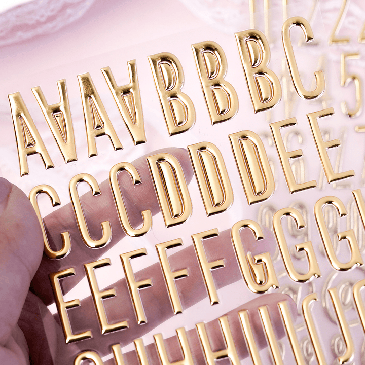 3D Stickers Alphabet Stickers Gold Foil Decorative for Journal