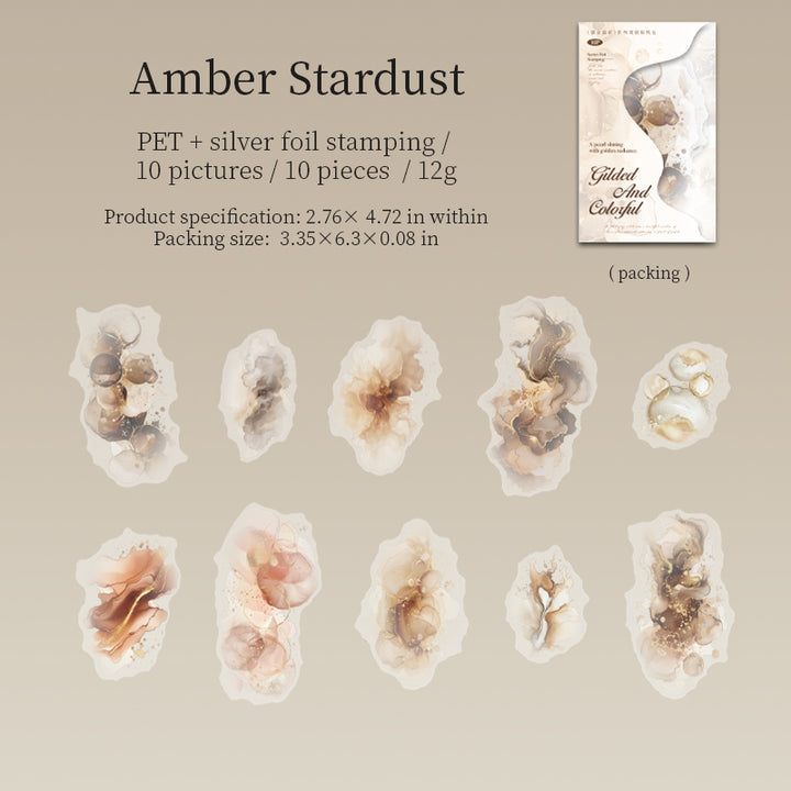 Watercolor PET Stickers Gilded and Resplendent Light Touch Art