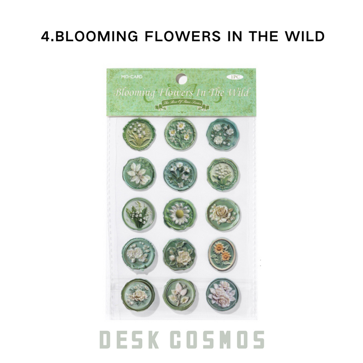 Time box series Retro Floral Stickers with Drip Glue