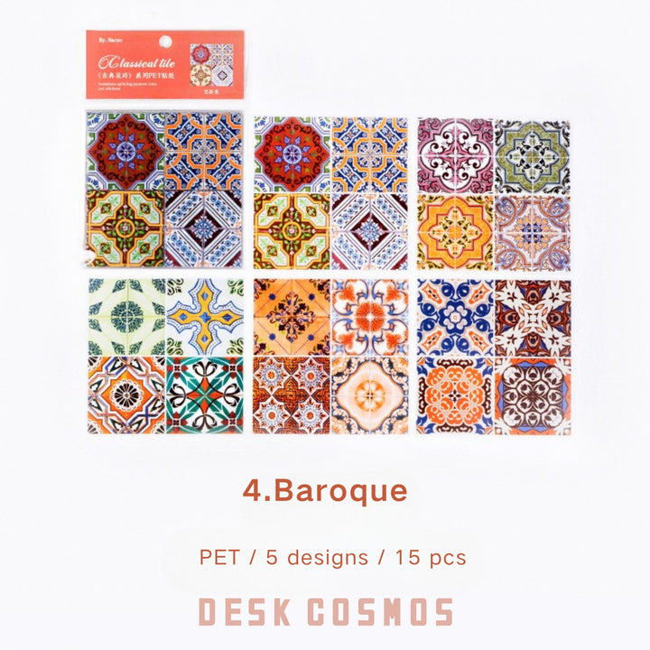 Classical Tiles Baroque Style Ethnic PET Decorative Sticker