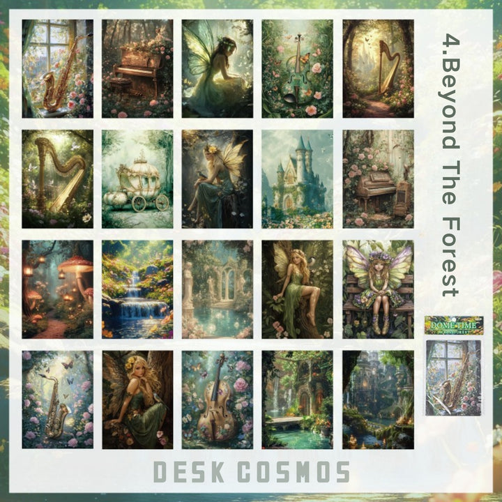 Fantasy and Mysterious Fairy Tale Forest Beyond Retro Scrapbook Paper