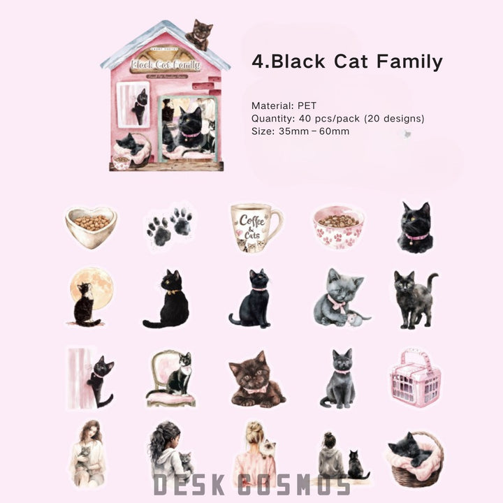 LittlePet Paradise Black Cat Family PET Stickers Character Focus