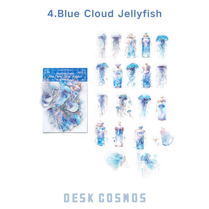 Jellyfish Fantasy Map Blue Cloud Han Jellyfish Retro Ocean Style