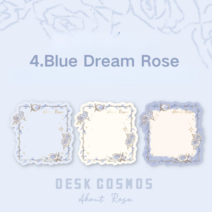 Rose Island Series Blue Dream Rose Gold Foil Memo Pad Aesthetic Note Paper