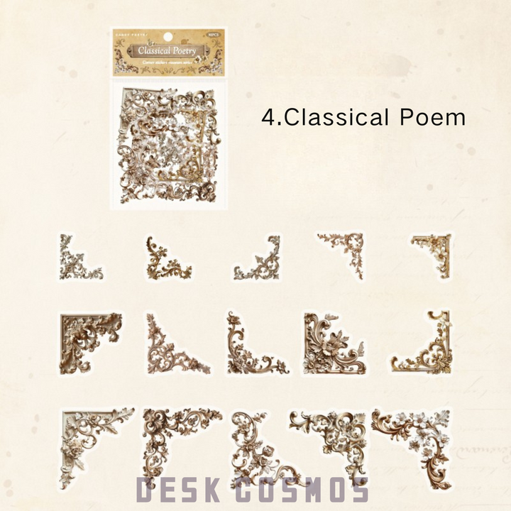 Corner Museum Series Classical Poetry Vintage Floral Sticker