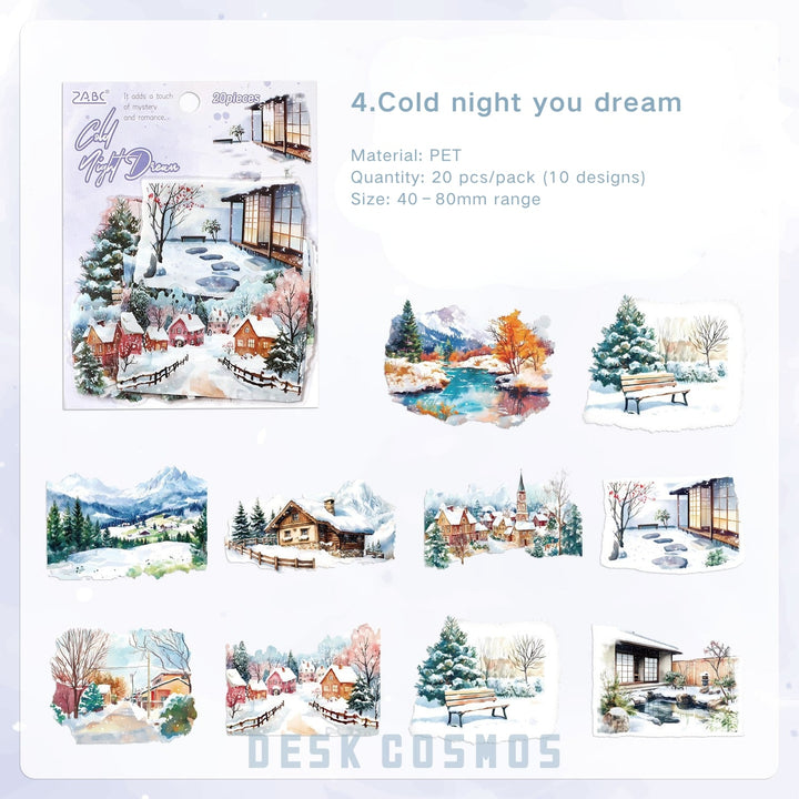 Four Seasons String Song PET Stickers Pastoral Nature for Sketch Diary