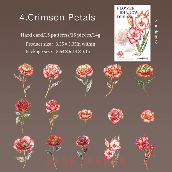 Flower Shadow Dream Crimson Petal Floral Stickers Vintage Scrapbooking
